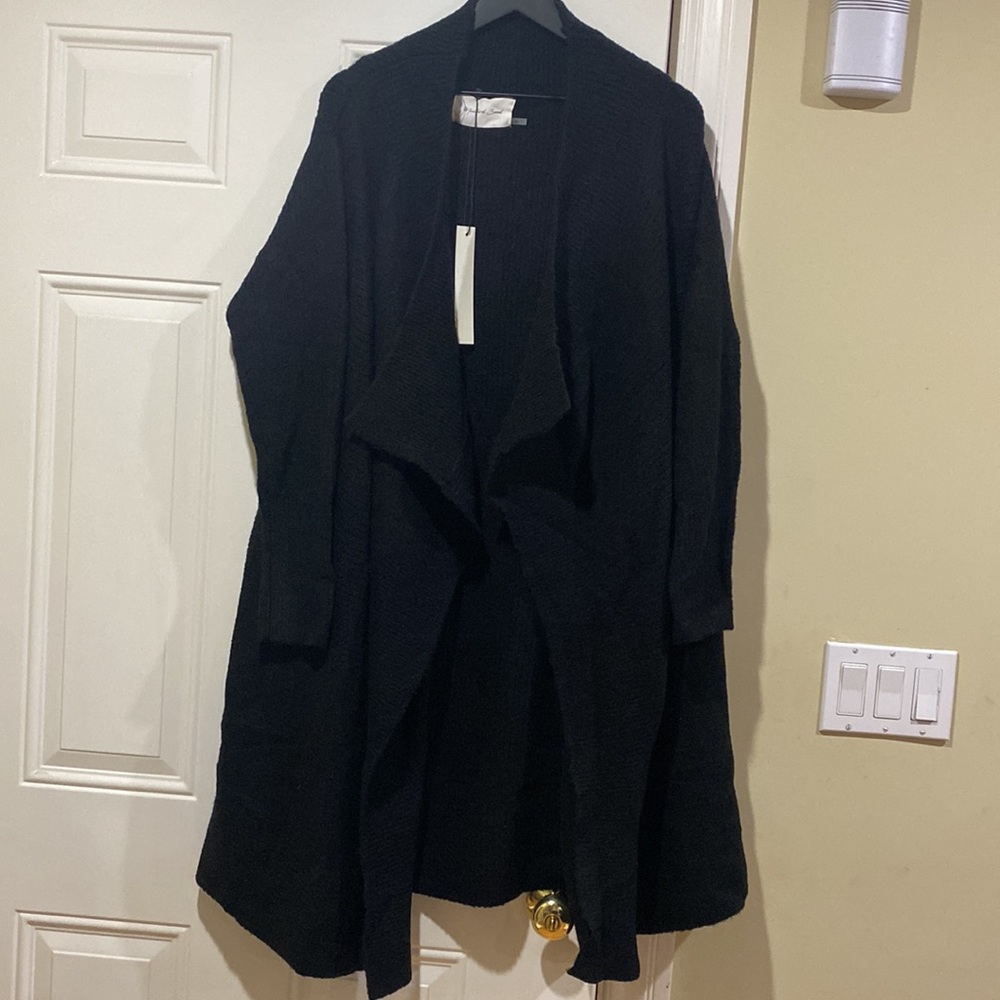 New Vici Mustard Seed black sweater coat coatigan with pockets